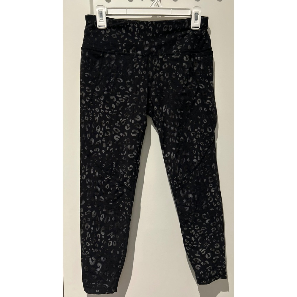 Sweaty Betty Power 7/8 Leggings Womens 8 Black Grey Leopard Print Workout Tights